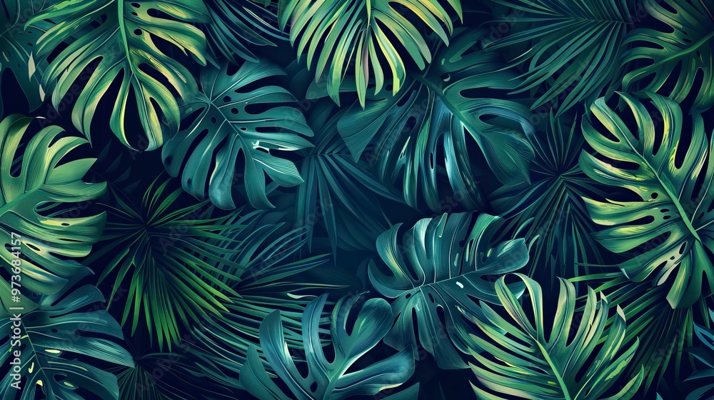 Tropical leaf Wallpaper, Luxury nature leaves pattern design Tropical leaf Wallpaper, Luxury nature leaves pattern design