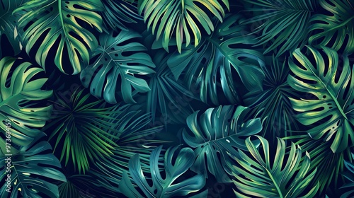 Tropical leaf Wallpaper, Luxury nature leaves pattern design