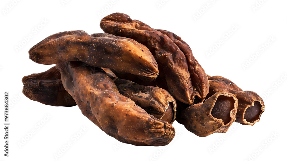 Obraz premium A handful of dried tamarinds with a transparent background.