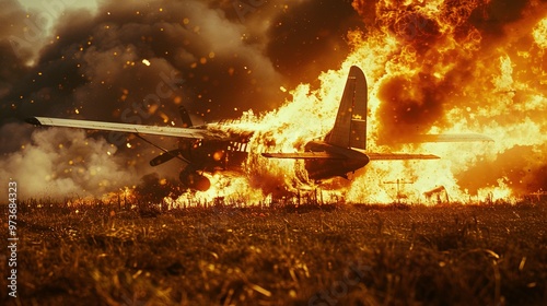 Emergency Landing Gone Wrong: Airplane Crashes and Catches Fire in a Field