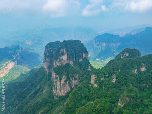 Aerial photography of Wangmangling, Taihang Mountain, Lingchuan County, Jincheng, Shanxi, China photo