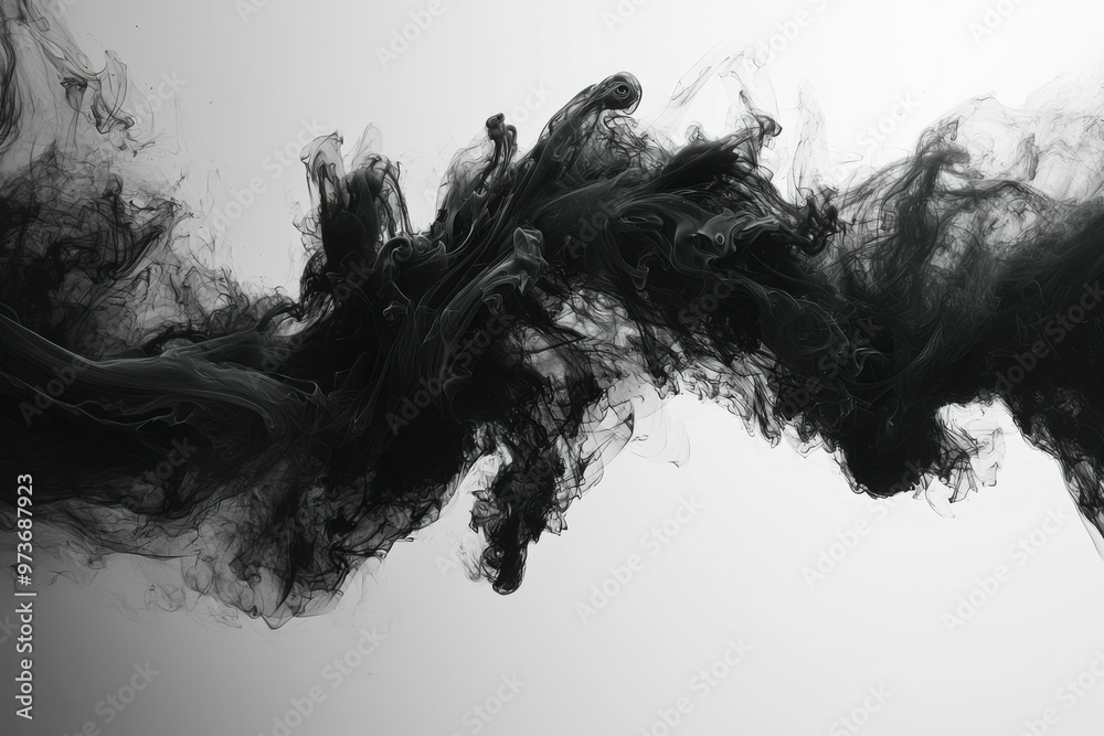 Abstract Black Ink Swirling in Water Abstract Black Ink Swirling in Water