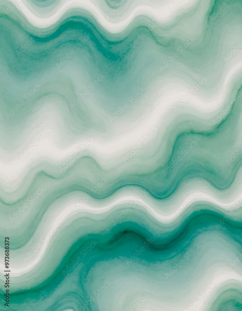 Obraz premium Fluid abstract design in turquoise and white waves, creating a soothing artistic background 