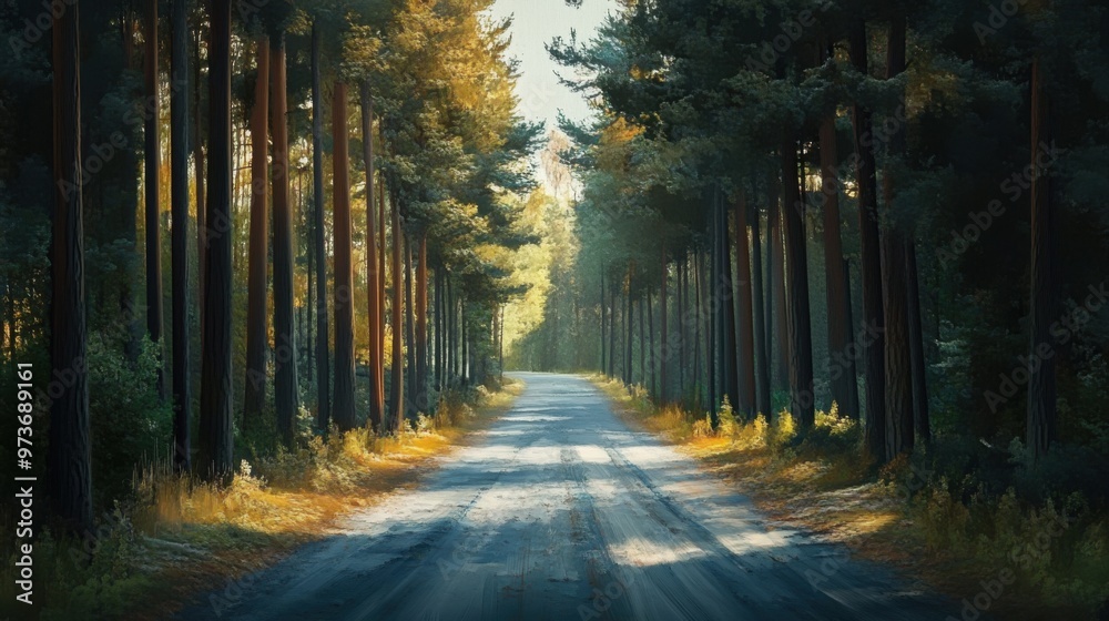 A road with trees on both sides A road with trees on both sides
