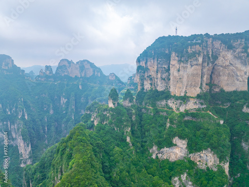 Aerial photography of Wangmangling, Taihang Mountain, Lingchuan County, Jincheng, Shanxi, China photo