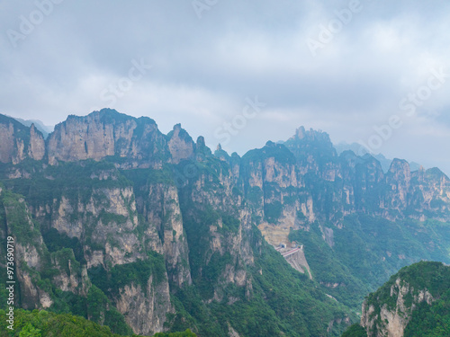 Aerial photography of Wangmangling, Taihang Mountain, Lingchuan County, Jincheng, Shanxi, China photo