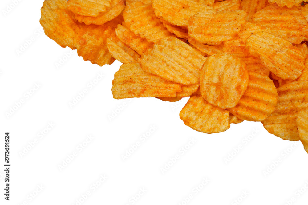Crispy potato chips border frame isolated transparent Crispy potato chips border frame isolated transparent