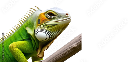 green iguana on a branch