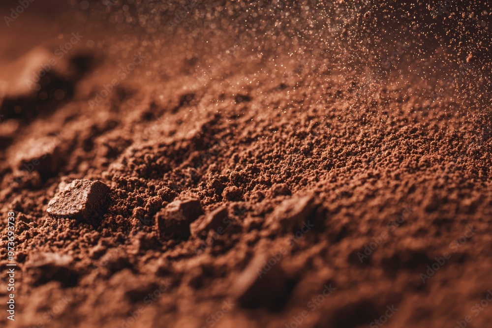 Close-up of Brown Coffee Grounds with Dust Particles Falling Close-up of Brown Coffee Grounds with Dust Particles Falling