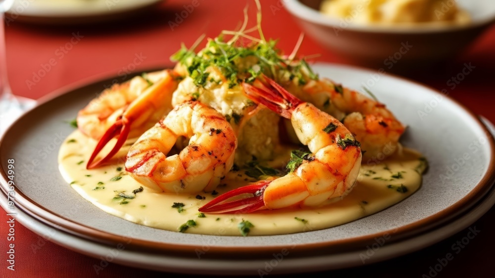 Delicious shrimp dish ready to be savored Delicious shrimp dish ready to be savored