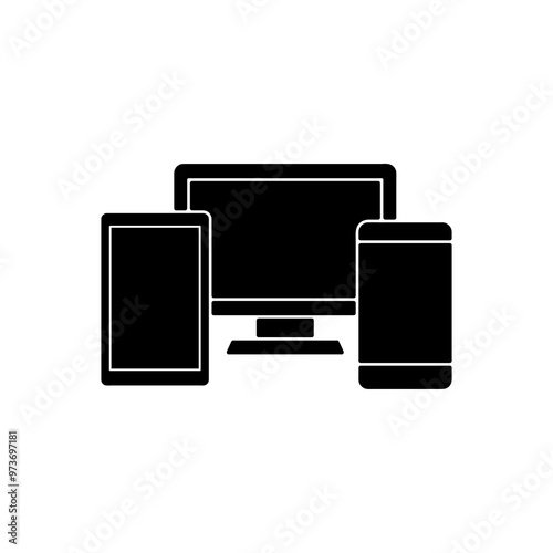 digital device icon, vector flat black simple illustration for web and app..eps