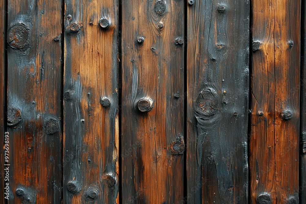 Weathered Wooden Planks with Darkened Knots Weathered Wooden Planks with Darkened Knots