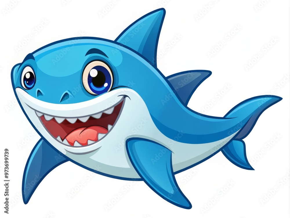 A cheerful and simplistic illustration of a smiling shark with bold lines and bright colors, perfect for beginners A cheerful and simplistic illustration of a smiling shark with bold lines and bright colors, perfect for beginners
