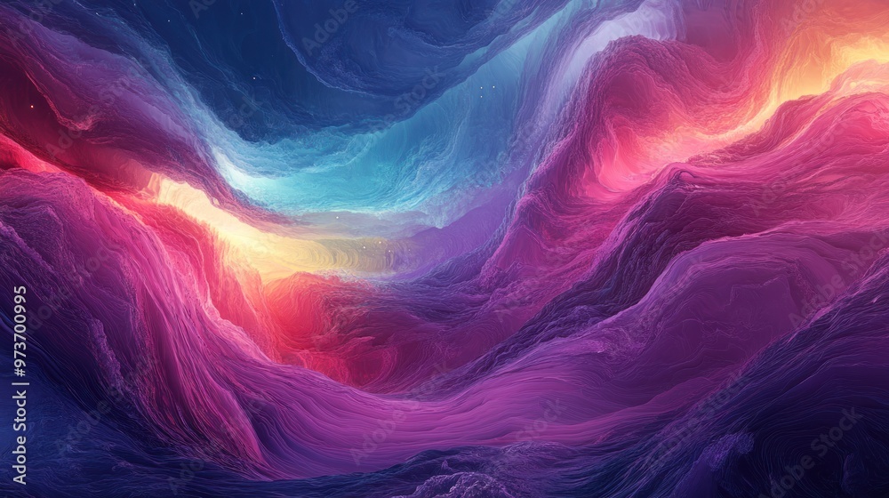 Abstract colorful layered mountains in a cosmic landscape. Abstract colorful layered mountains in a cosmic landscape.