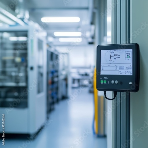 Digital sensors monitoring temperature and humidity in a product testing room, environmental control, lab quality control