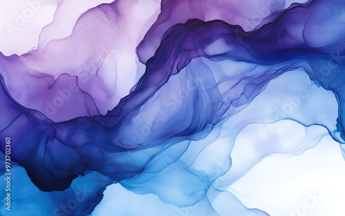 An elegant abstract illustration featuring flowing layers of purple and blue hues, providing a serene and artistic backdrop.