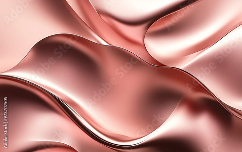 Elegant and smooth rose gold fabric background with flowing contours ideal for luxury and fashion themes.