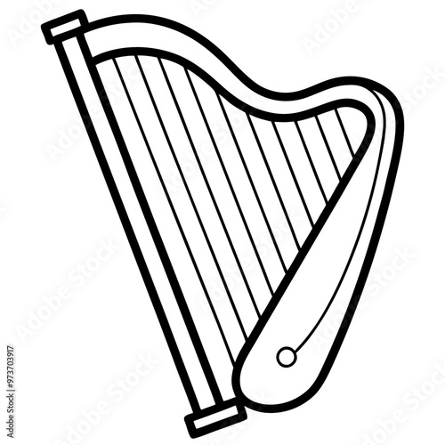 musical harp outline coloring book page line art drawing