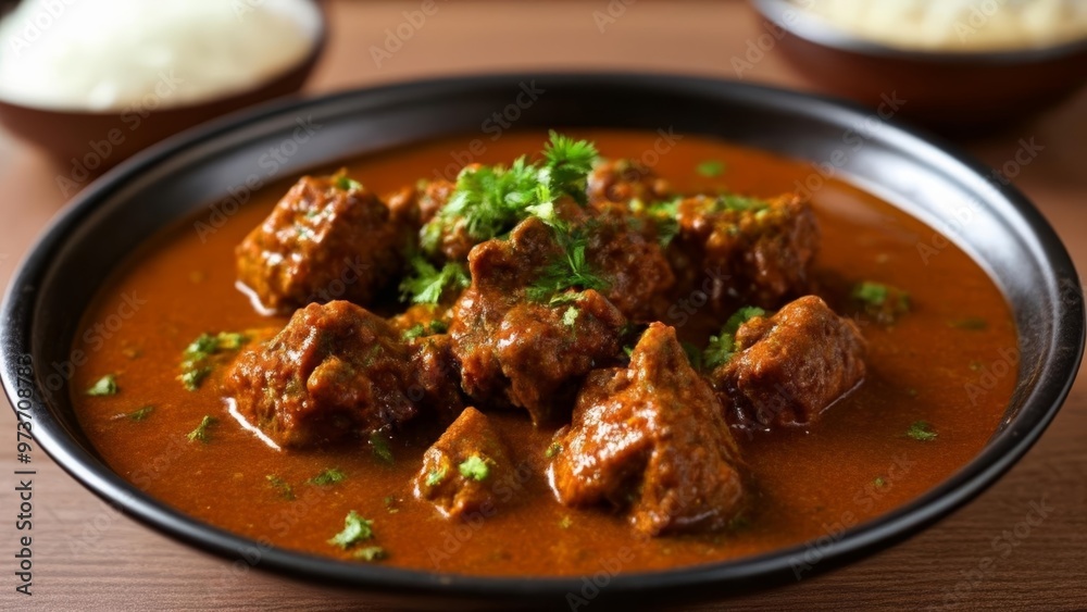 Delicious Indian curry with succulent meat and aromatic herbs Delicious Indian curry with succulent meat and aromatic herbs