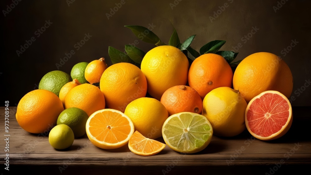 Fresh citrus fruits vibrant and ripe ready for a healthy snack Fresh citrus fruits vibrant and ripe ready for a healthy snack