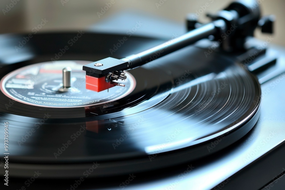 Close-up of a Turntable Needle on a Vinyl Record Close-up of a Turntable Needle on a Vinyl Record