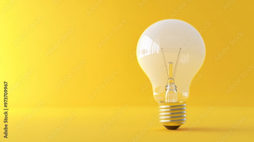 Single lightbulb standing upright on a yellow background. Single lightbulb standing upright on a yellow background.