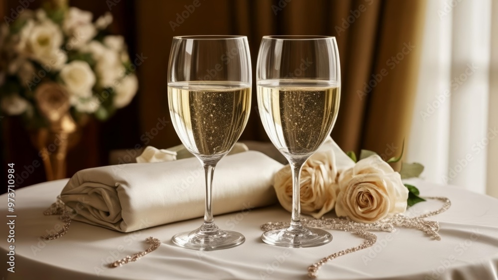 Elegant champagne toasts at a wedding reception Elegant champagne toasts at a wedding reception