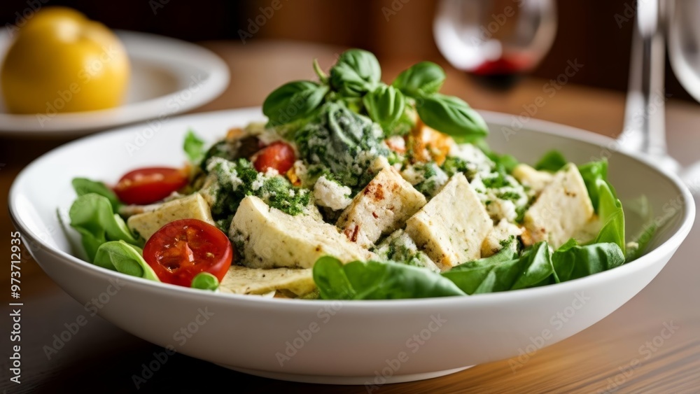 Fresh and vibrant vegan salad ready to be savored Fresh and vibrant vegan salad ready to be savored