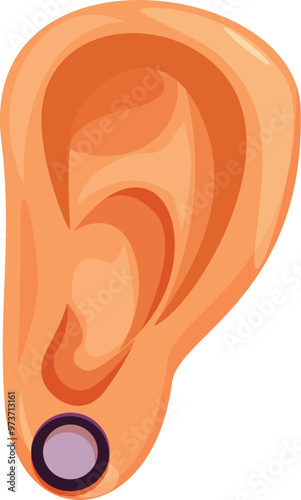 Cartoon style icon of a human ear with an ear piercing wearing a stud