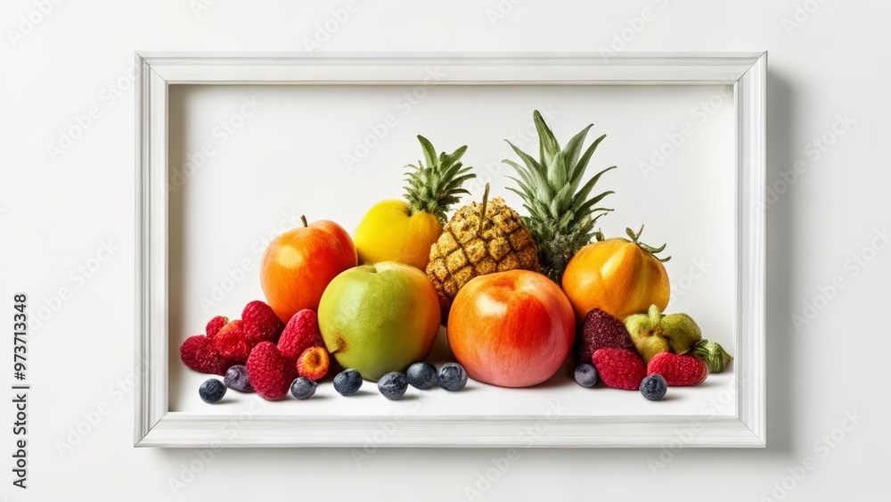 Fresh and vibrant fruits in a white frame Fresh and vibrant fruits in a white frame