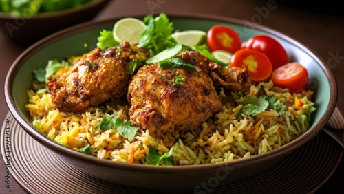  Deliciously seasoned chicken and rice with fresh herbs and tomatoes