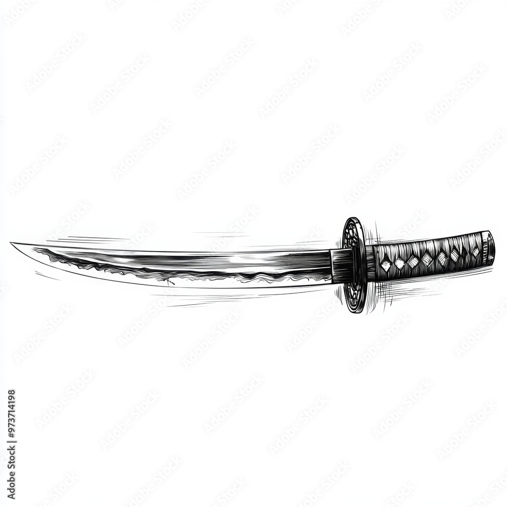Samurai drawing katana, calligraphy strokes in background, dynamic illustration, black ink with red accents, isolated on white background Samurai drawing katana, calligraphy strokes in background, dynamic illustration, black ink with red accents, isolated on white background