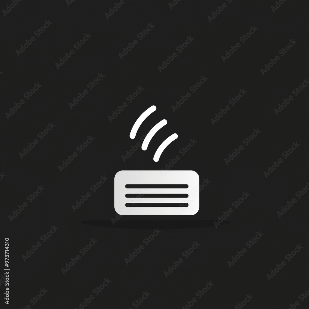 White Air Conditioner Icon on Black Background White Air Conditioner Icon on Black Background