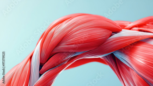 A dynamic illustration of muscle fibers showcasing intricate details and motion