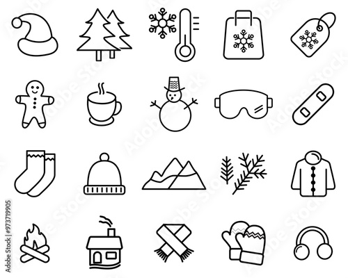 Set camping icons such as wood, camping gas, boots, axe, campfire, tent, camera, caravan vector thin line icons for web design, mobile app.