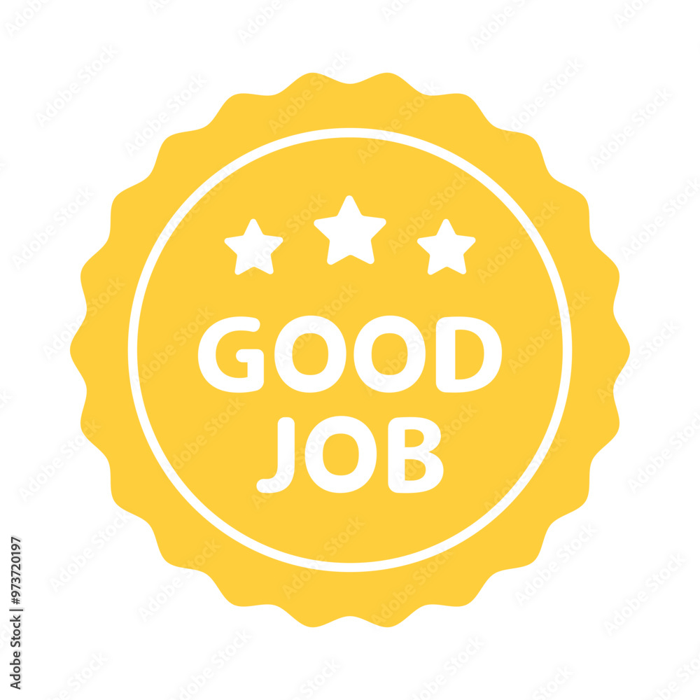Good job ribbon award label. Performance, success, approval, achievement, evaluation concepts. Flat vector design isolated illustration. Good job ribbon award label. Performance, success, approval, achievement, evaluation concepts. Flat vector design isolated illustration.