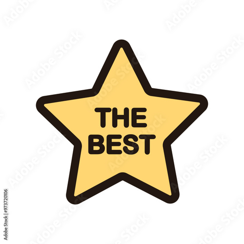 The best star sticker. Improvement, success, goal achievement, reward concepts. Flat decorative vector design isolated illustration.