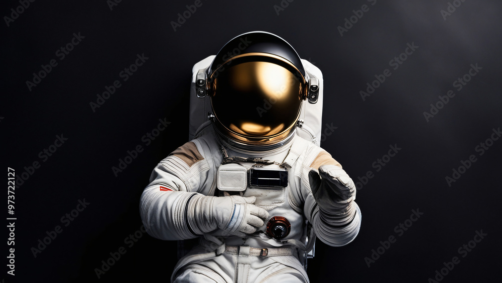 Spaceman on a black background hovering in an outer space Spaceman on a black background hovering in an outer space