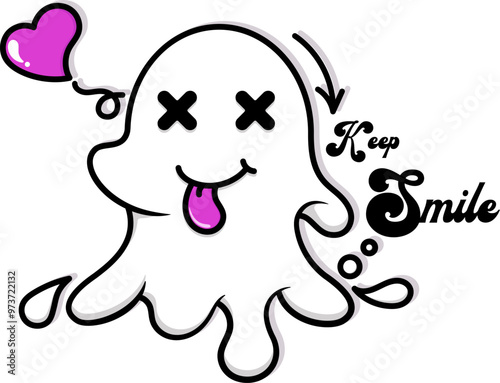 Cartoon ghost t-shirt and sticker design