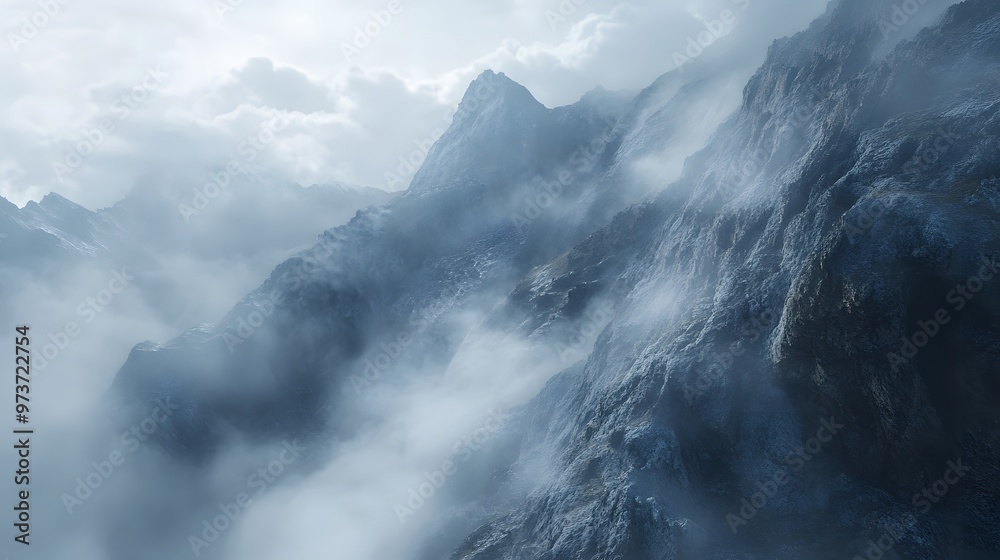 Majestic Mountain Peaks Enveloped in Mist Majestic Mountain Peaks Enveloped in Mist