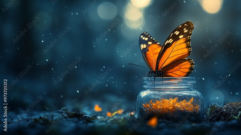 A butterfly trapped in a jar, representing the fragile nature of mental health. A butterfly trapped in a jar, representing the fragile nature of mental health.