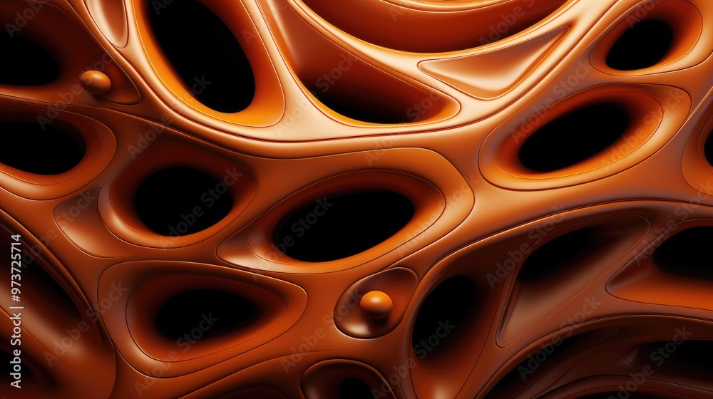 An abstract, organic structure with smooth, flowing forms and hollow spaces, showcasing a rich, warm color palette. An abstract, organic structure with smooth, flowing forms and hollow spaces, showcasing a rich, warm color palette.