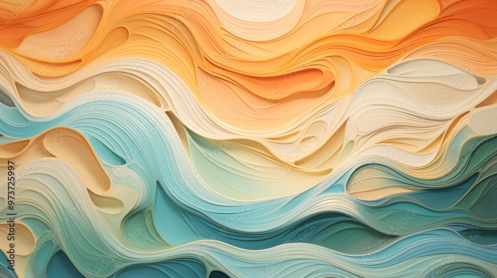 Obraz premium An abstract wave-like pattern with soft colors representing fluidity and movement.