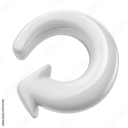 white circle arrow 3d render icon isolated on transparent background cutout