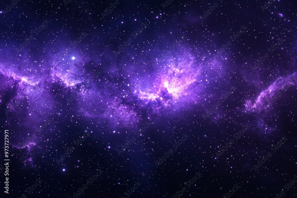 Naklejka premium Cosmic Nebula with Stars and Purple Dust