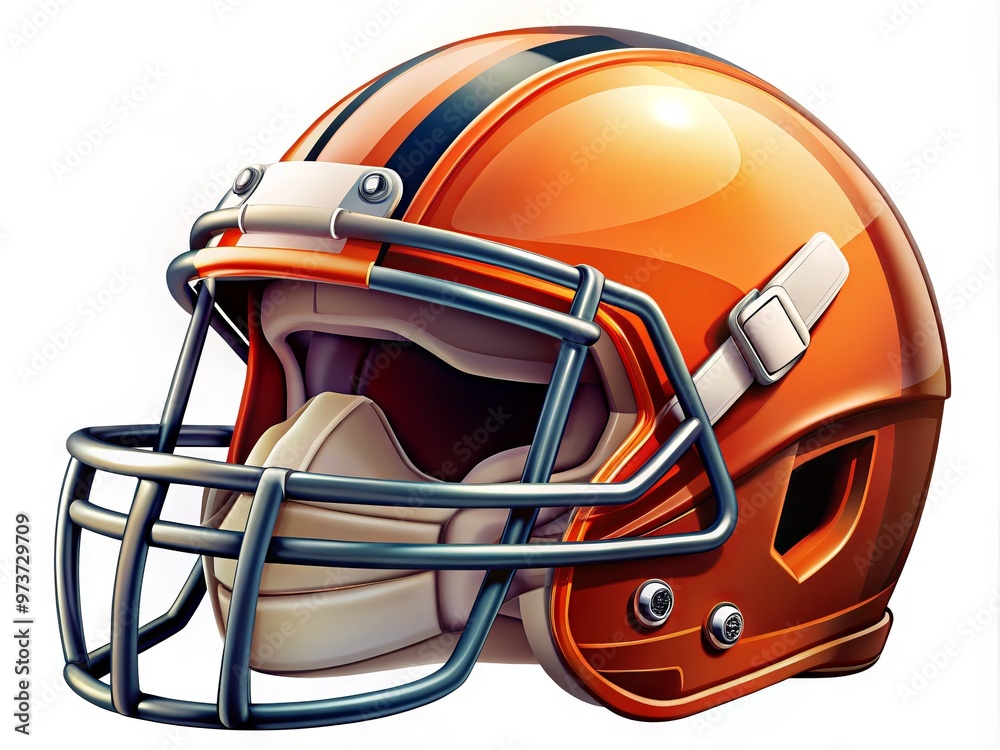A detailed illustration of a football helmet with a chin strap and face mask, perfect for sports-themed designs A detailed illustration of a football helmet with a chin strap and face mask, perfect for sports-themed designs