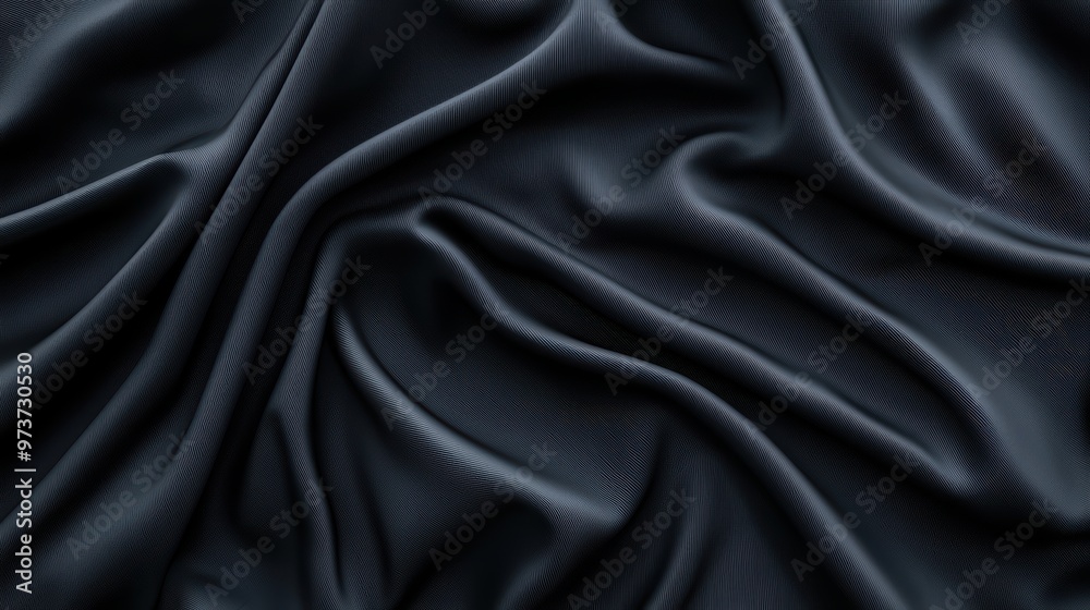 Elegant Black Silk Fabric with Smooth Waves and Folds Creating a Luxurious and Sophisticated Texture Elegant Black Silk Fabric with Smooth Waves and Folds Creating a Luxurious and Sophisticated Texture