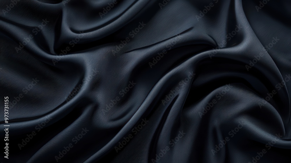 Luxurious Black Silk Fabric with Elegant Folds and Smooth Texture for Fashion and Design Background Luxurious Black Silk Fabric with Elegant Folds and Smooth Texture for Fashion and Design Background