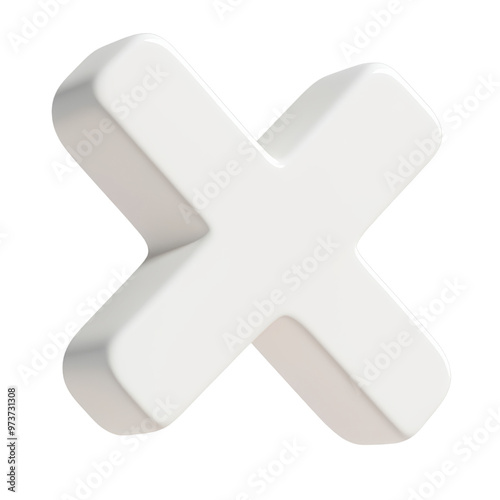 white cross mark 3d render icon isolated on transparent background cutout