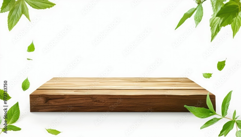 Wooden platform with leaves